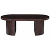 Rue Coffee Table 51 Inch Oval Top Grooved Round Panel Legs Walnut Brown By Casagear Home BM318486