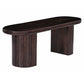 Rue Dining Bench, 70 Inch Oval Top, Grooved Round Panel Legs, Walnut Brown By Casagear Home