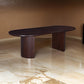 Rue Dining Table 94 Inch Oval Shaped Top Round Panel Legs Walnut Brown By Casagear Home BM318489