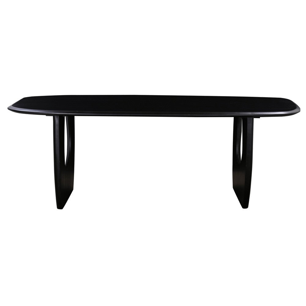 Alix Dining Table 87 Inch Rectangular Solid Acacia Wood Top Black By Casagear Home BM318492