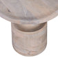 Side End Table 18 Inch Round Top Pedestal Base Oak White Mango Wood By Casagear Home BM318493