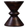 Side End Table, 18 Inch Round Top, Hourglass Shape, Dark Brown Mango Wood By Casagear Home