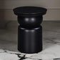 Side End Table 16 Inch Round Top Thick Pedestal Base Black Mango Wood By Casagear Home BM318495