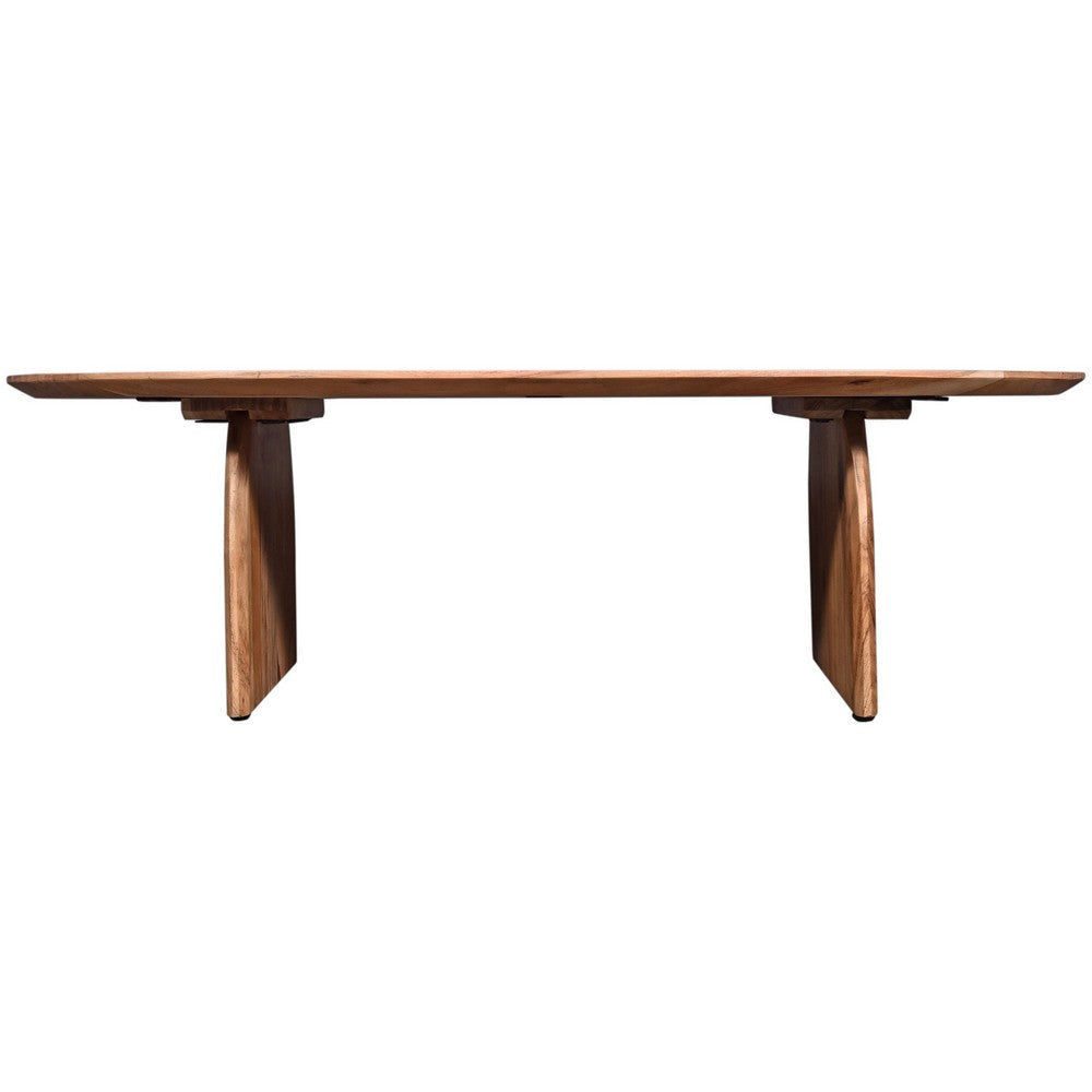 Sosi Coffee Table 51 Inch Oval Top Panel Legs Natural Brown Acacia Wood By Casagear Home BM318499