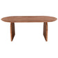 Sosi Dining Table 79 Inch Oval Top Panel Legs Natural Brown Acacia Wood By Casagear Home BM318502