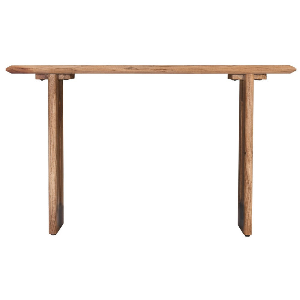 Joy Console Table Rectangular Panel Legs Natural Brown Acacia Wood By Casagear Home BM318504