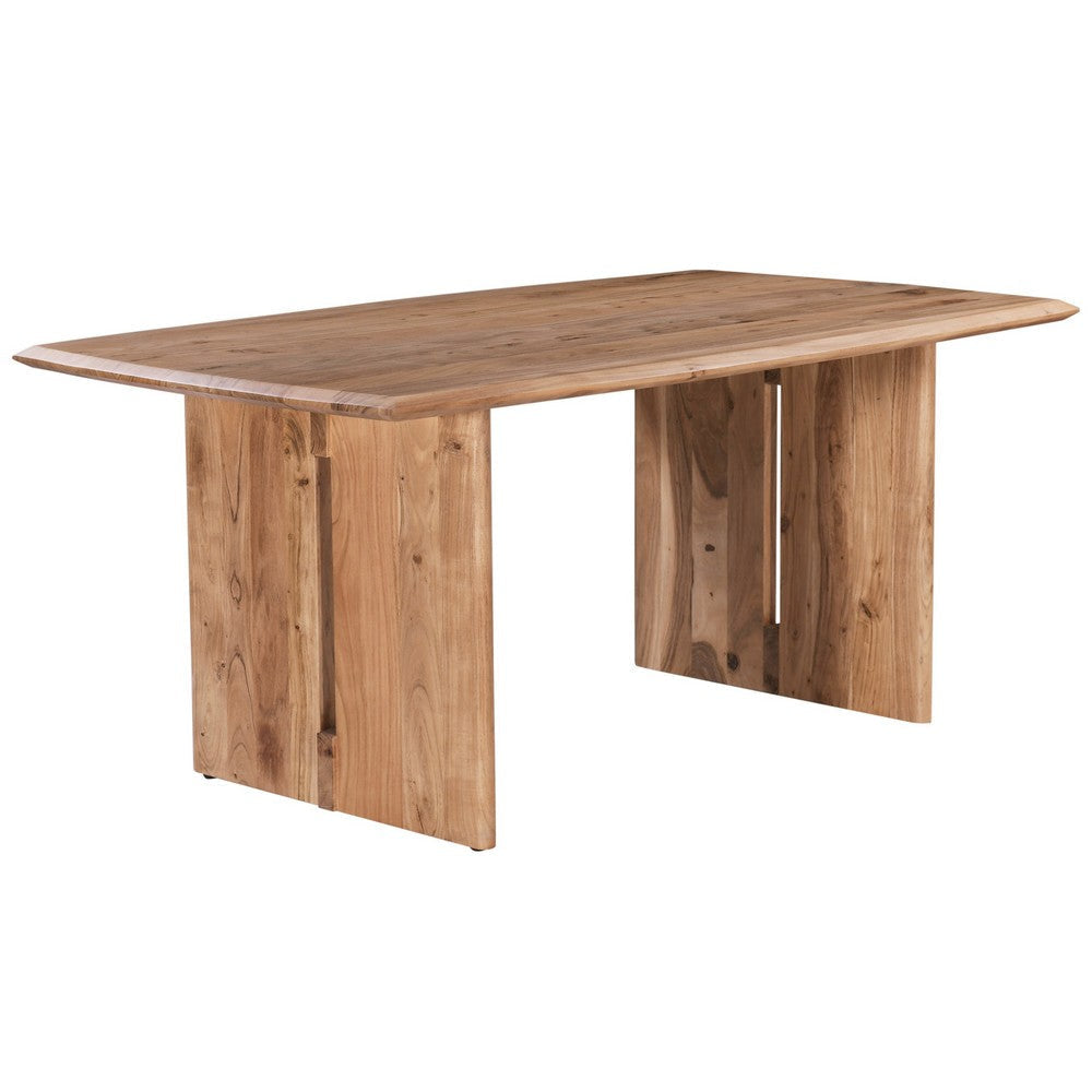 Joy Dining Table, 70 Inch Rectangular Panel Top, Natural Brown Acacia Wood By Casagear Home