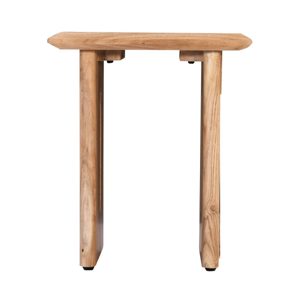 Joy Side End Table Rectangular Panel Legs Natural Brown Acacia Wood By Casagear Home BM318507