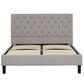 Ani Queen Size Platform Bed Cushioned Tufted Gray Polyester Upholstery By Casagear Home BM318511