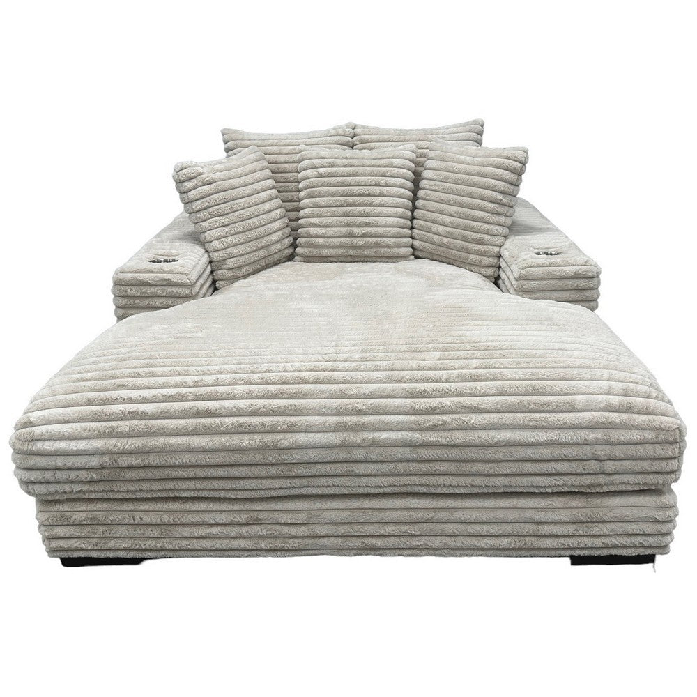 Ziv Oversized Cuddler Chaise Plush Ribbed Beige Polyester Upholstery By Casagear Home BM318512