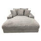 Ziv Oversized Cuddler Chaise Plush Ribbed Gray Polyester Upholstery By Casagear Home BM318513