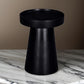 Side End Table 16 Inch Raised Edge Round Top Flared Base Black Wood By Casagear Home BM318518