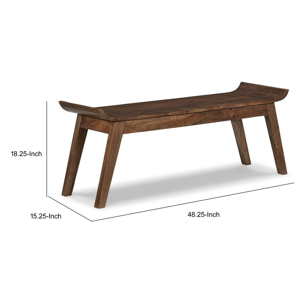 Annie Accent Bench Curved Edge Tapered Legs Brown Solid Wood 49 Inch By Casagear Home BM318522