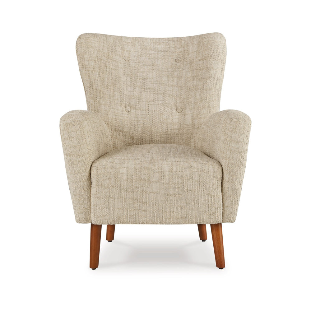 Sonie Accent Chair Beige Polyester Soft Cushions Tapered Brown Wood Legs By Casagear Home BM318523