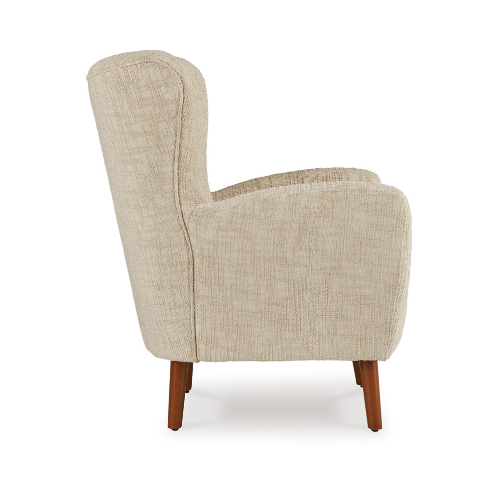 Sonie Accent Chair Beige Polyester Soft Cushions Tapered Brown Wood Legs By Casagear Home BM318523