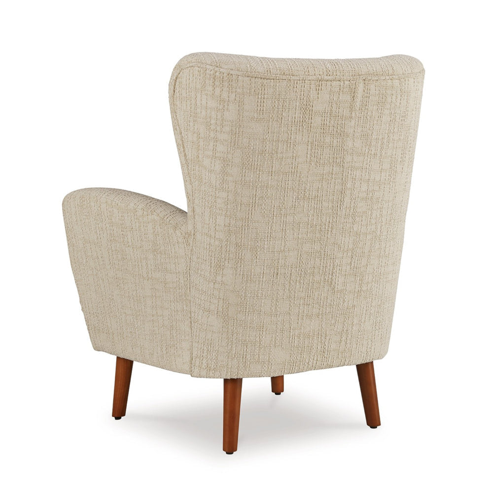 Sonie Accent Chair Beige Polyester Soft Cushions Tapered Brown Wood Legs By Casagear Home BM318523