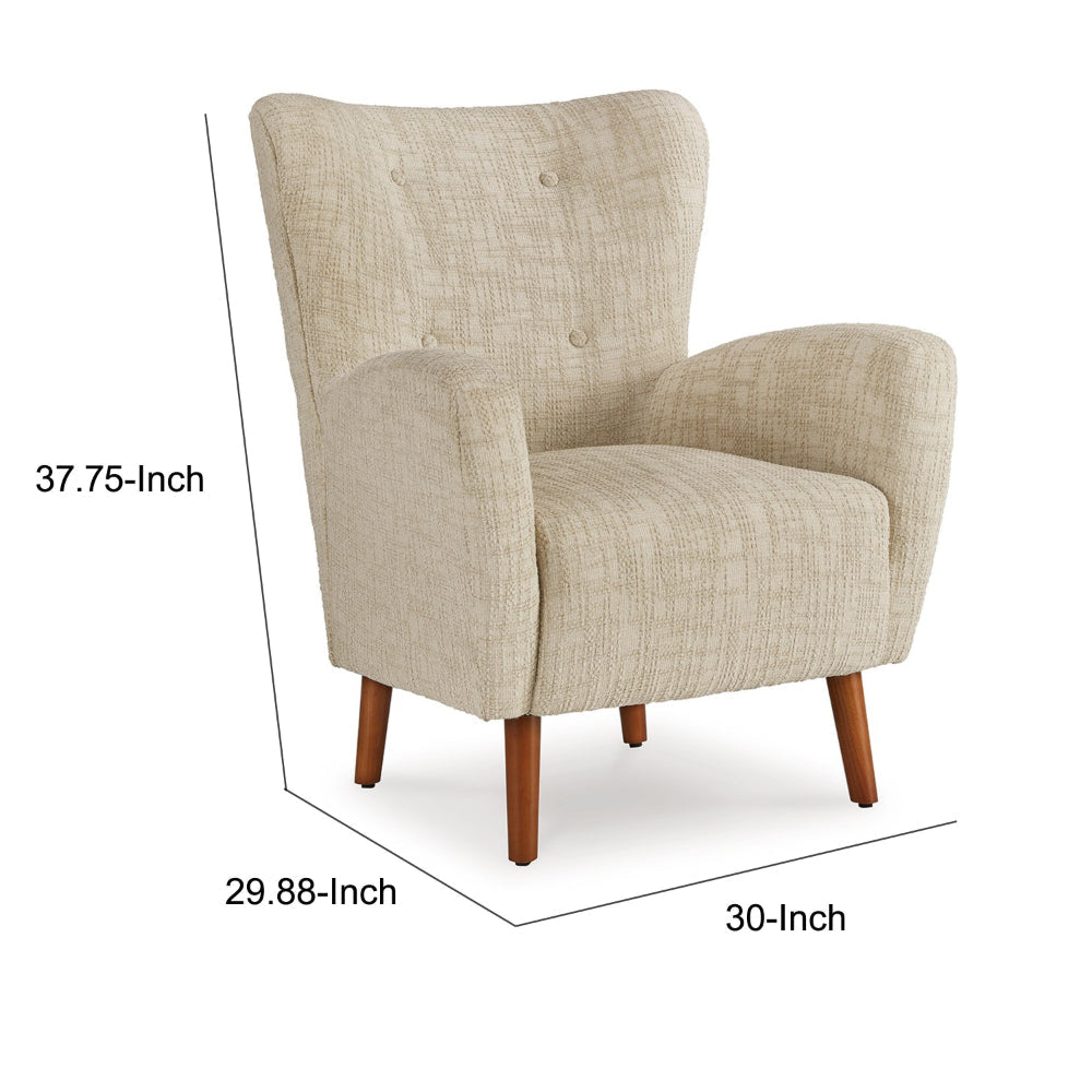 Sonie Accent Chair Beige Polyester Soft Cushions Tapered Brown Wood Legs By Casagear Home BM318523