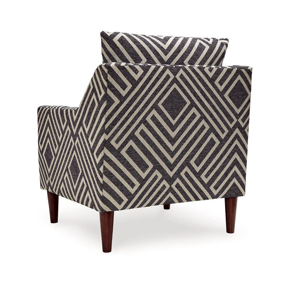 Morris Accent Chair Gray White Geometric Pattern Polyester Brown Wood By Casagear Home BM318524