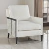 Adi Accent Chair Ivory Polyester Acrylic Blend Black Solid Wood Frame By Casagear Home BM318527