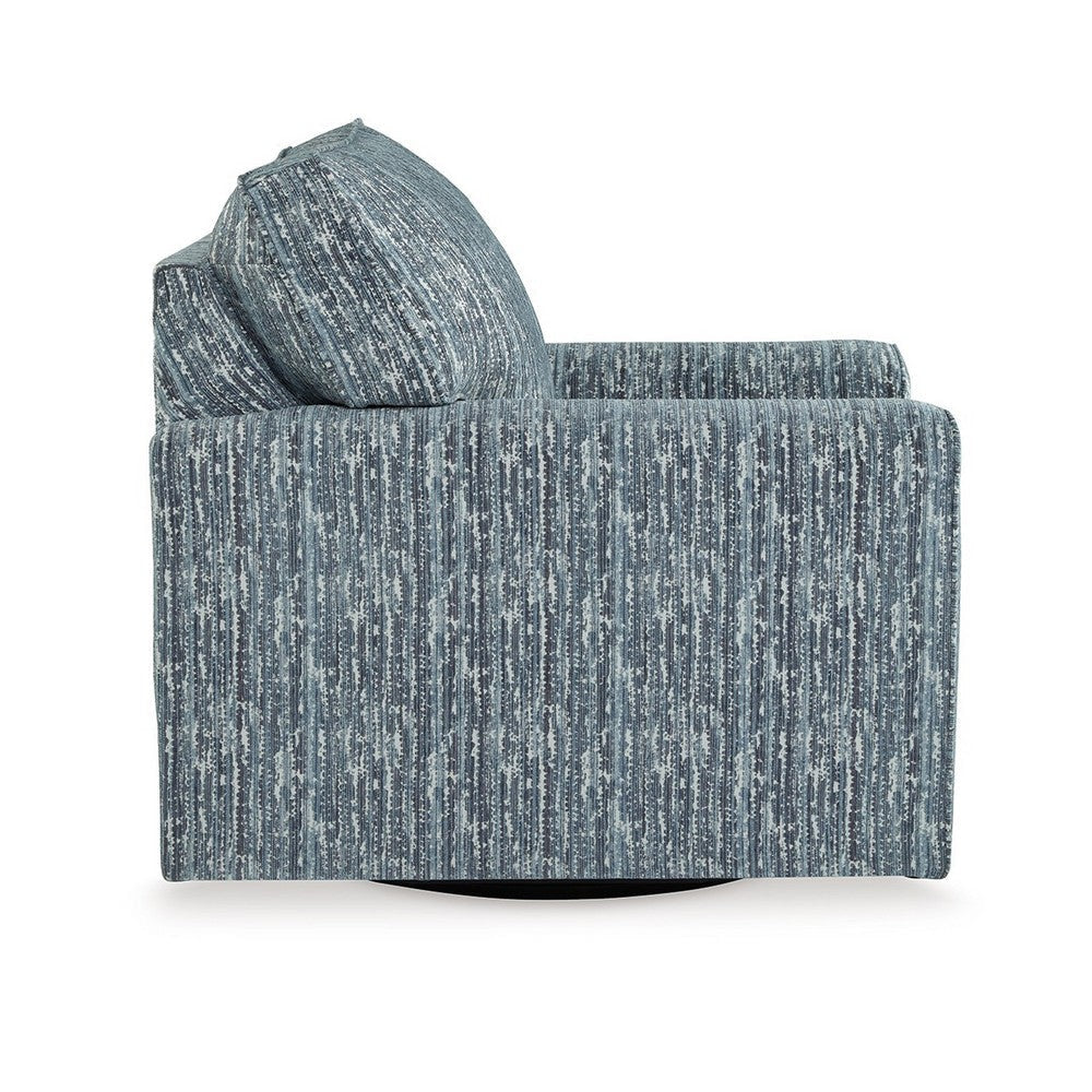 Antilia Swivel Accent Armchair Blue Polyester Abstract Stripe Design By Casagear Home BM318528