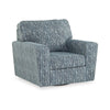 Antilia Swivel Accent Armchair, Blue Polyester, Abstract Stripe Design By Casagear Home