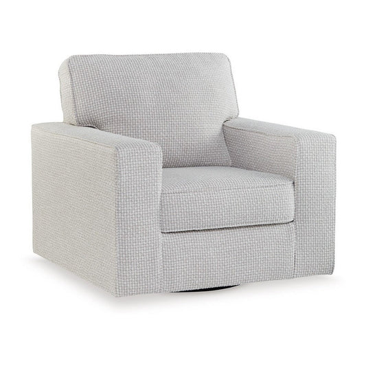 Olivia Swivel Accent Armchair, Light Gray Crosshatch Pattern Polyester By Casagear Home