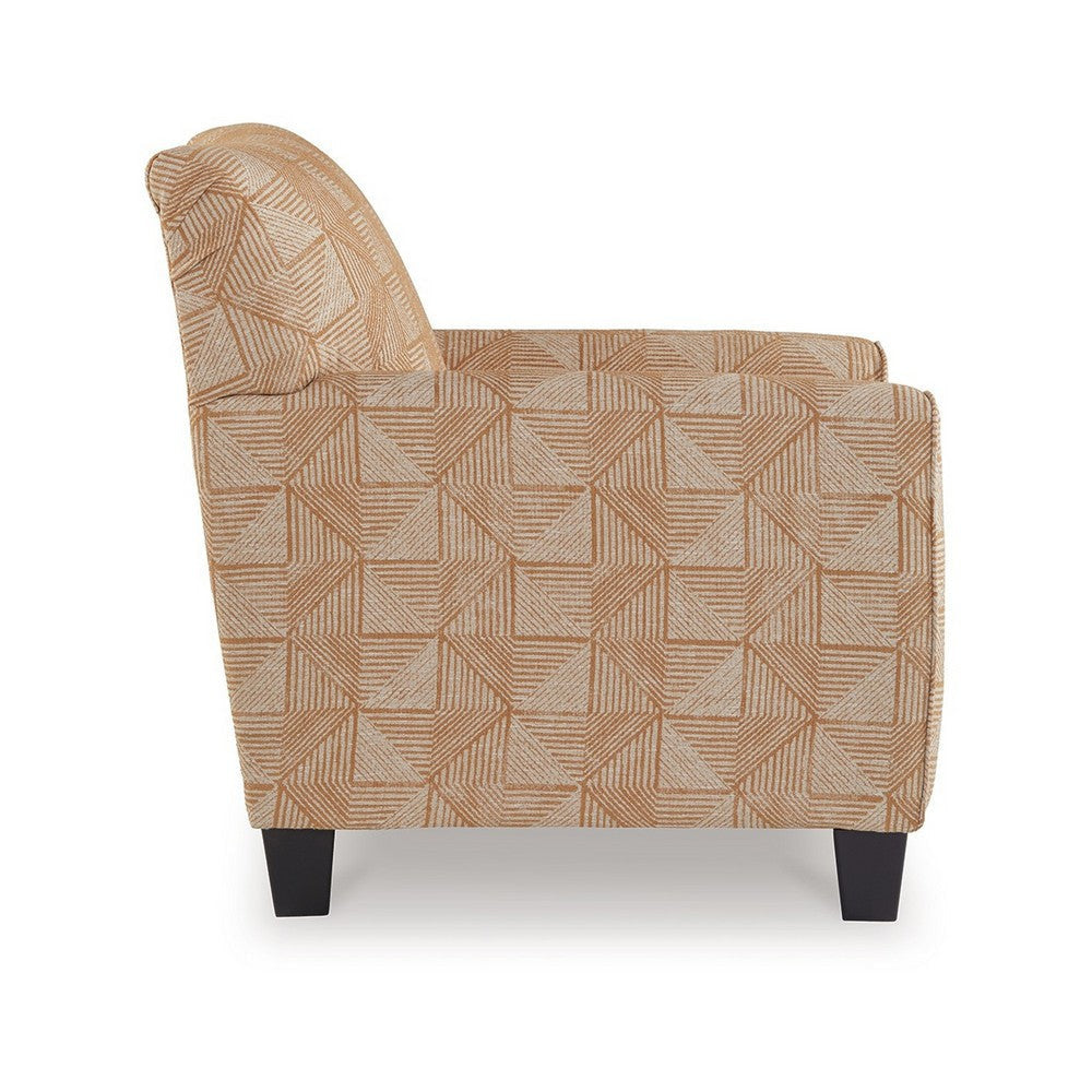 Heena Accent Chair Tan Brown Polyester Geometric Pattern Black Wood By Casagear Home BM318531