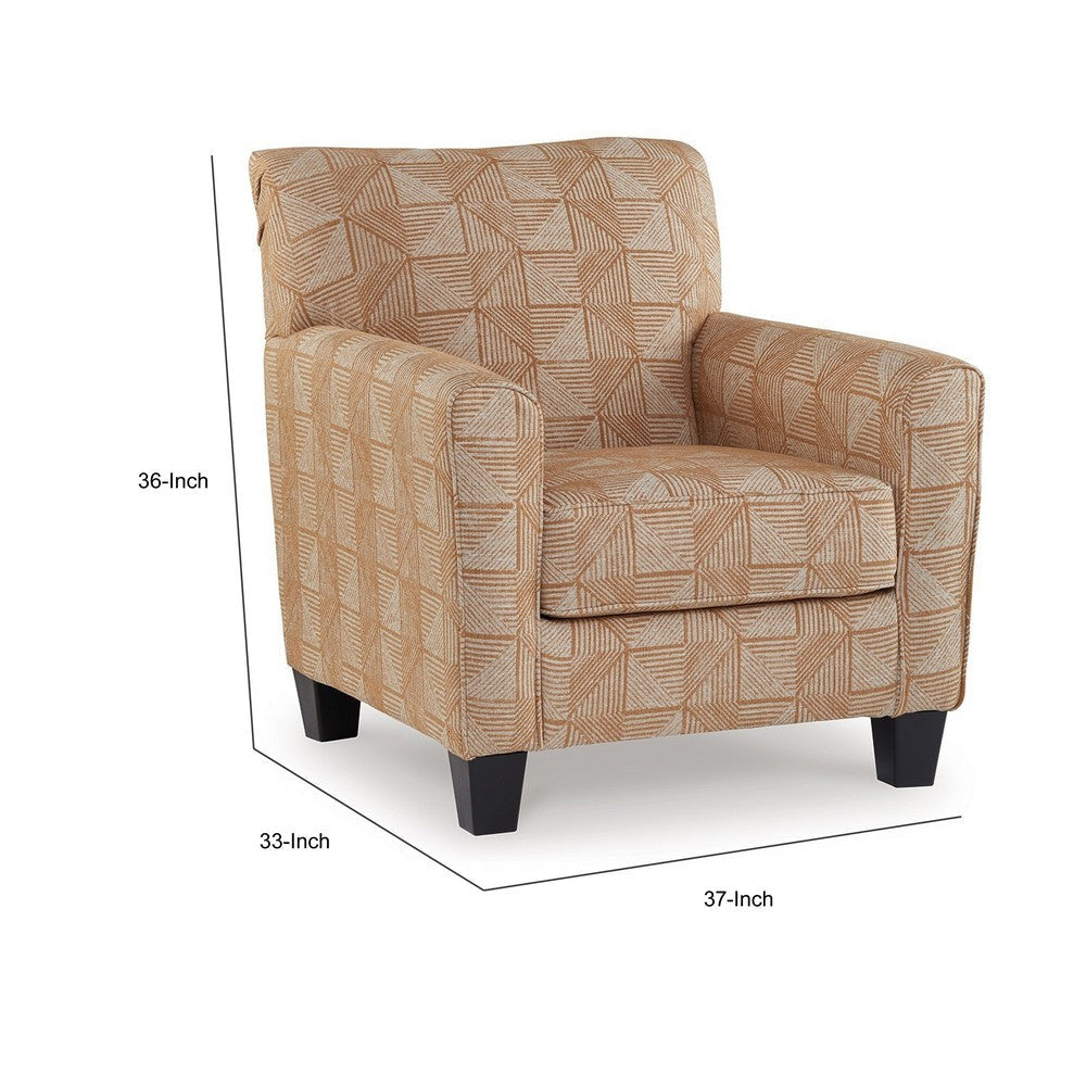 Heena Accent Chair Tan Brown Polyester Geometric Pattern Black Wood By Casagear Home BM318531