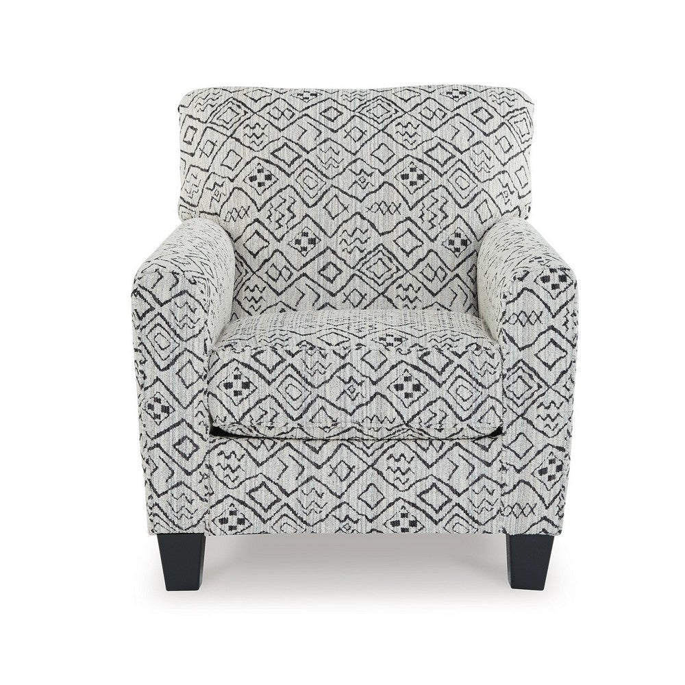 Heena Accent Chair Cream Black Polyester Geometric Design Black Wood By Casagear Home BM318532