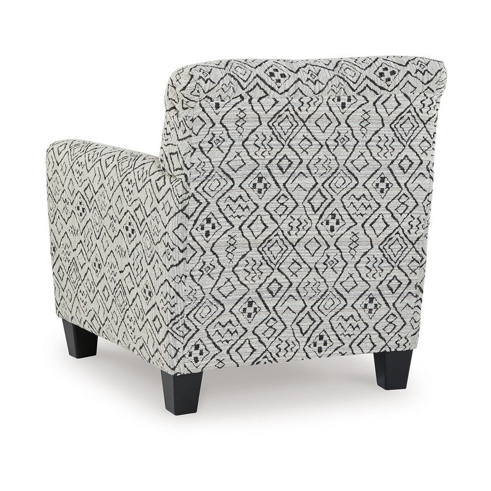 Heena Accent Chair Cream Black Polyester Geometric Design Black Wood By Casagear Home BM318532