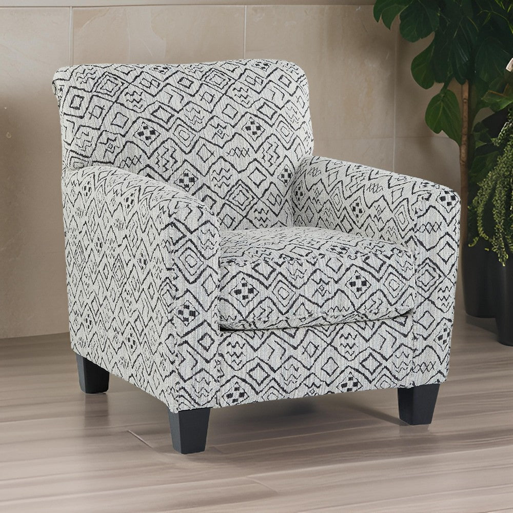 Heena Accent Chair Cream Black Polyester Geometric Design Black Wood By Casagear Home BM318532