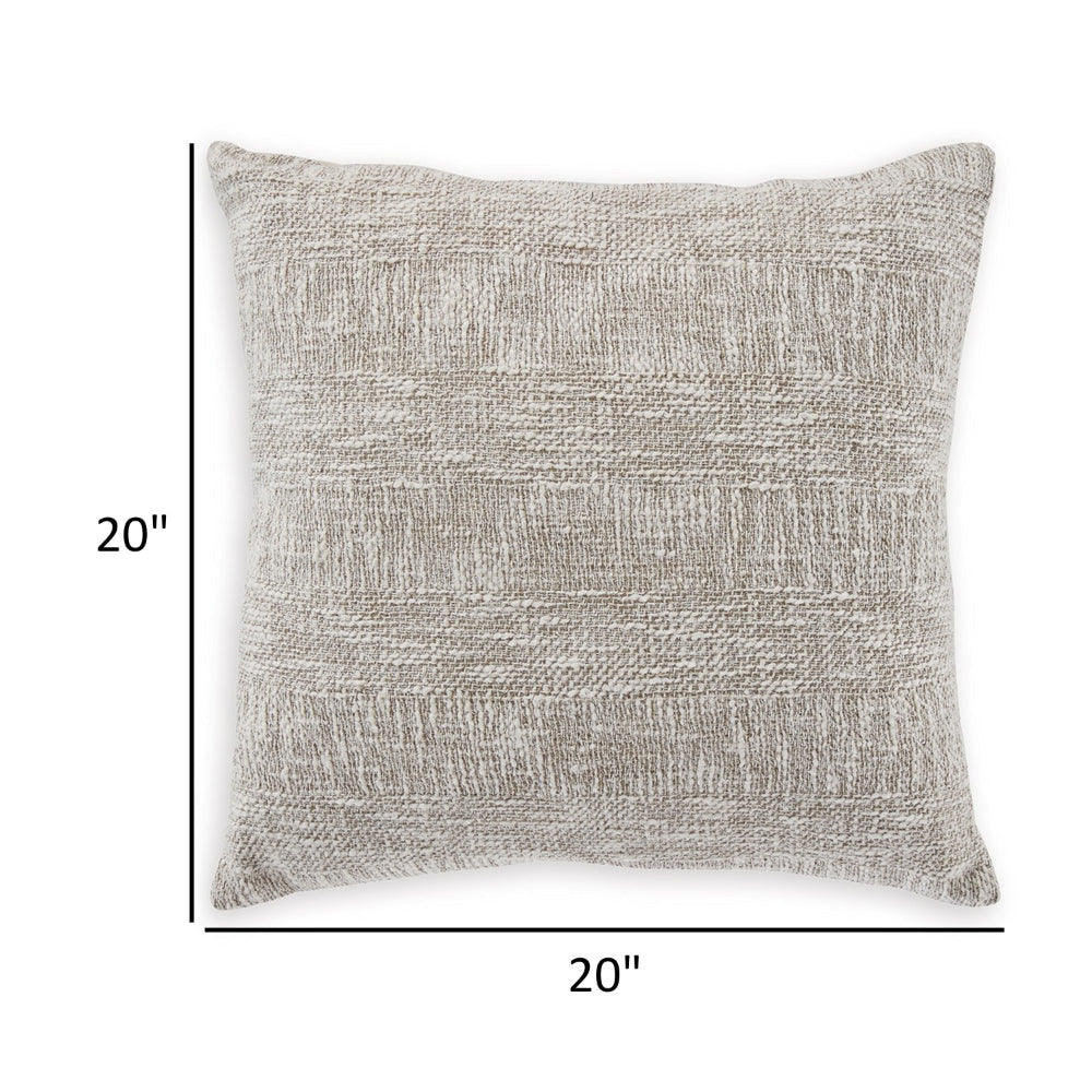 Throw Pillow Set of 4 20 Inch Square Brown and White Cotton Woven Texture By Casagear Home BM318536