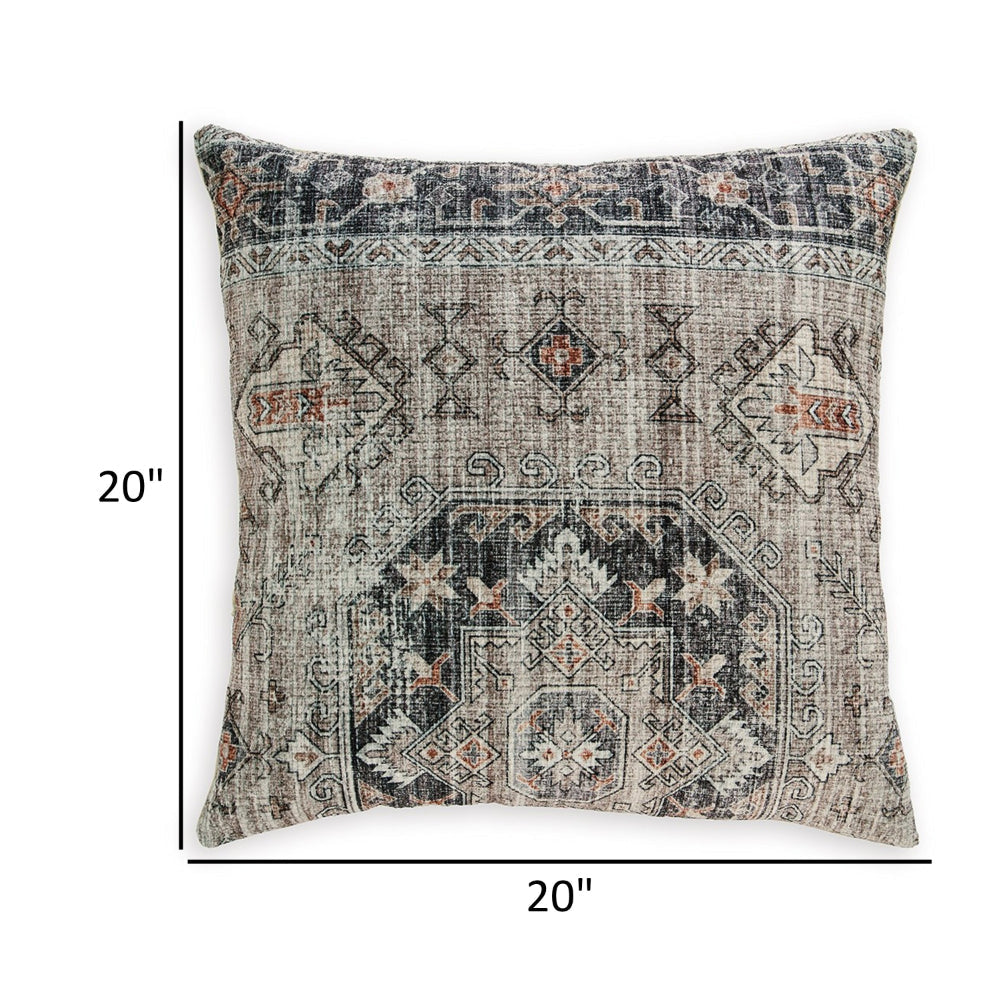 Throw Pillow Set of 4 20 Inch Polyester Medallion Print Brown Gray By Casagear Home BM318537