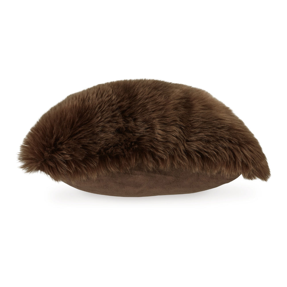 Throw Pillow Set of 4 20 Inch Faux Fur Polyester Plush Textured Brown By Casagear Home BM318539