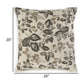 Throw Pillow Set of 4 20 Inch Printed Floral Design White Brown Polyester By Casagear Home BM318541