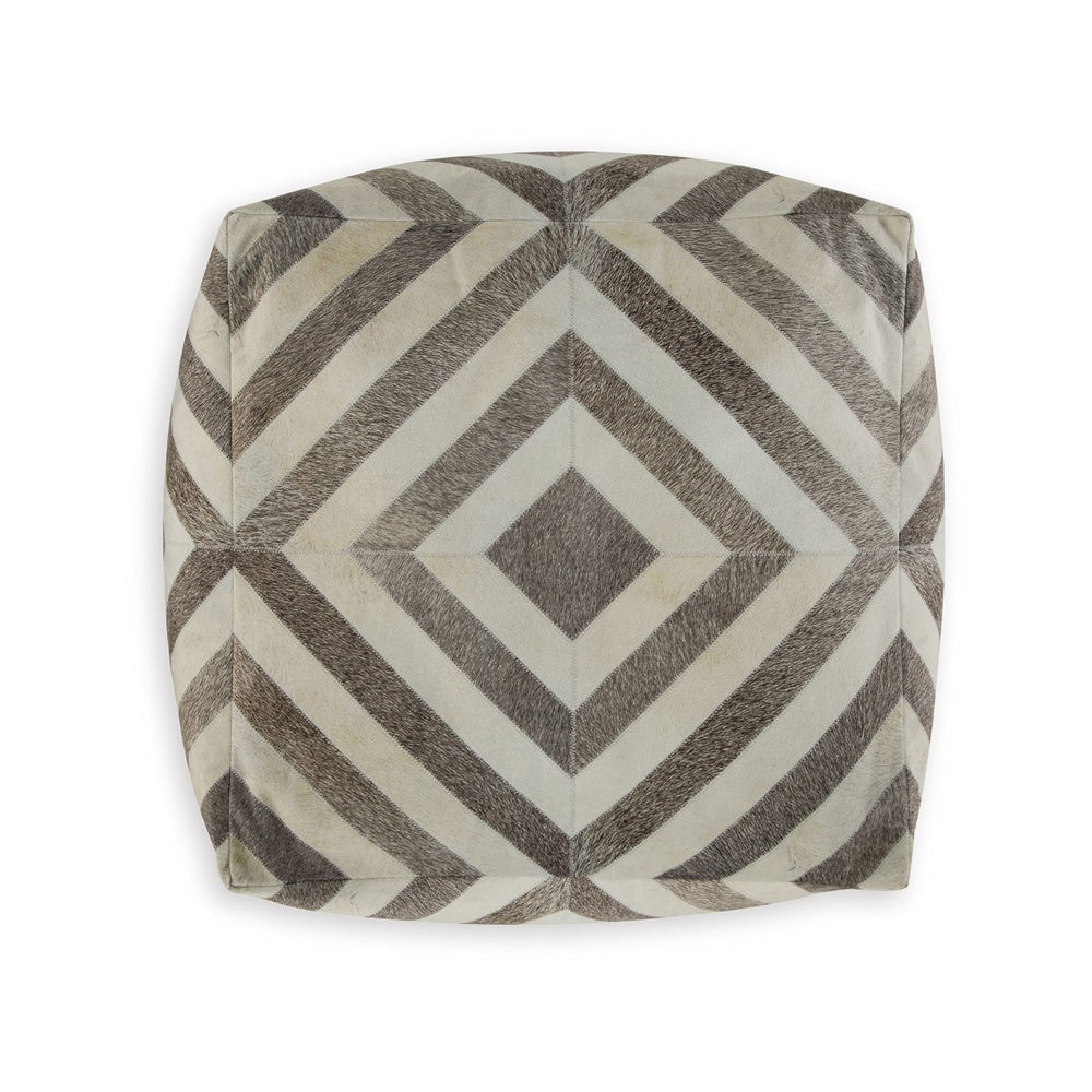 Ottoman Pouf 18 Inch Square Brown and Ivory Polyester Geometric Design By Casagear Home BM318544