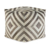 Ottoman Pouf 18 Inch Square Brown and Ivory Polyester Geometric Design By Casagear Home BM318544