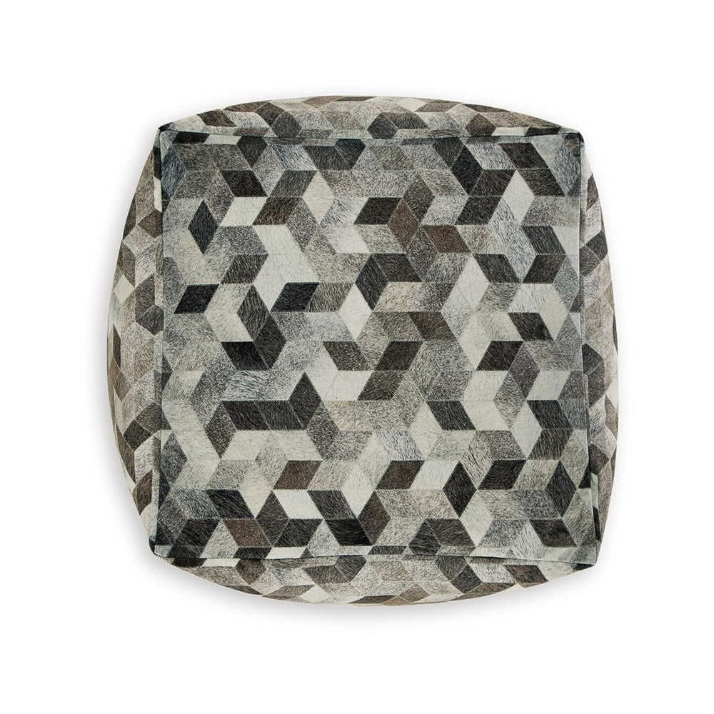 Ottoman Pouf 18 Inch Square Brown and Gray Polyester Modern Style Design By Casagear Home BM318545