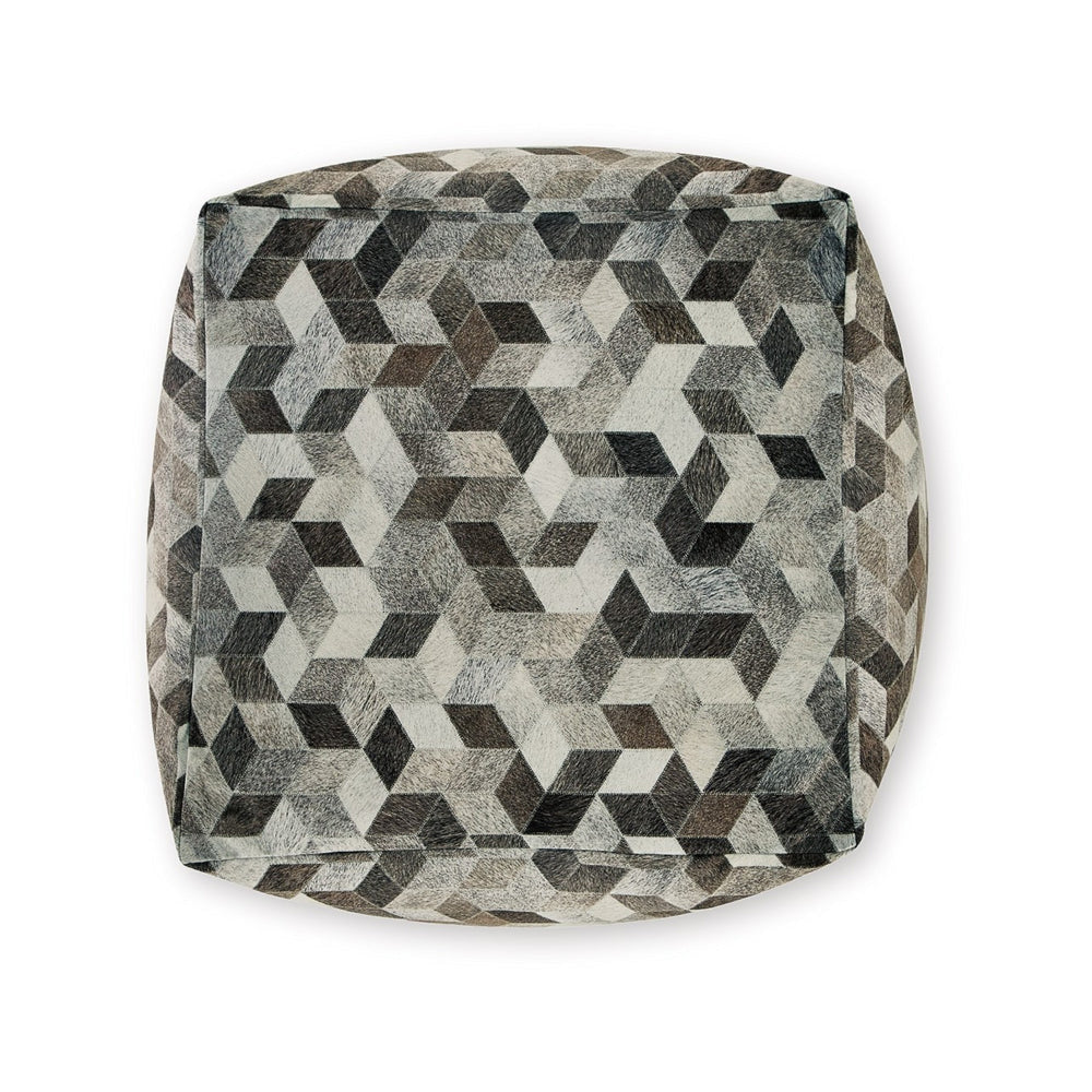 Ottoman Pouf 18 Inch Square Brown and Gray Polyester Modern Style Design By Casagear Home BM318545