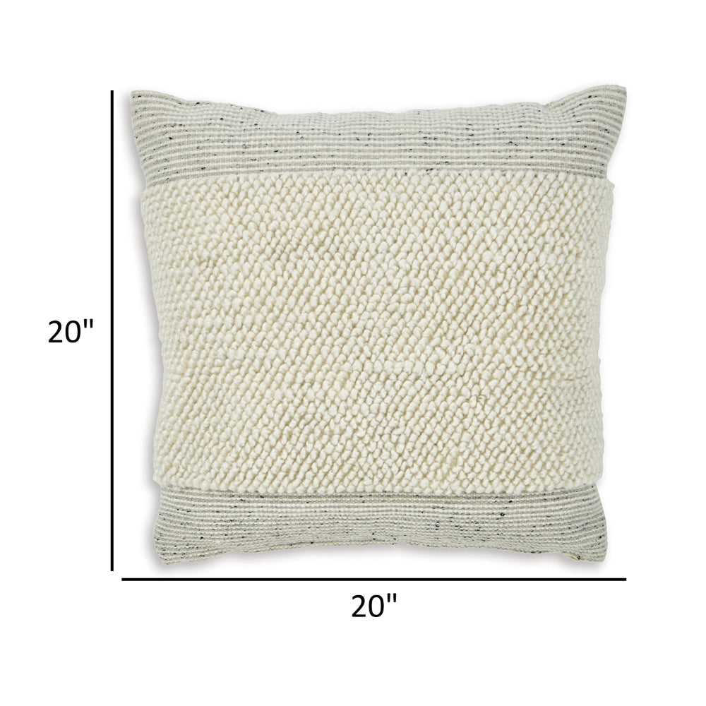 Throw Pillow Set of 4 20 Inch Polyester Handwoven Stripes Beige Cotton By Casagear Home BM318546