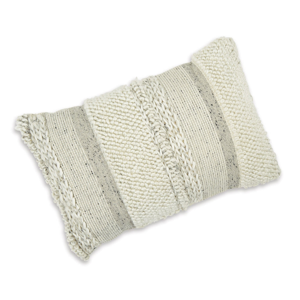 Lumbar Pillow Set of 4 14 x 22 Inch Polyester Handwoven Beige Cotton By Casagear Home BM318547