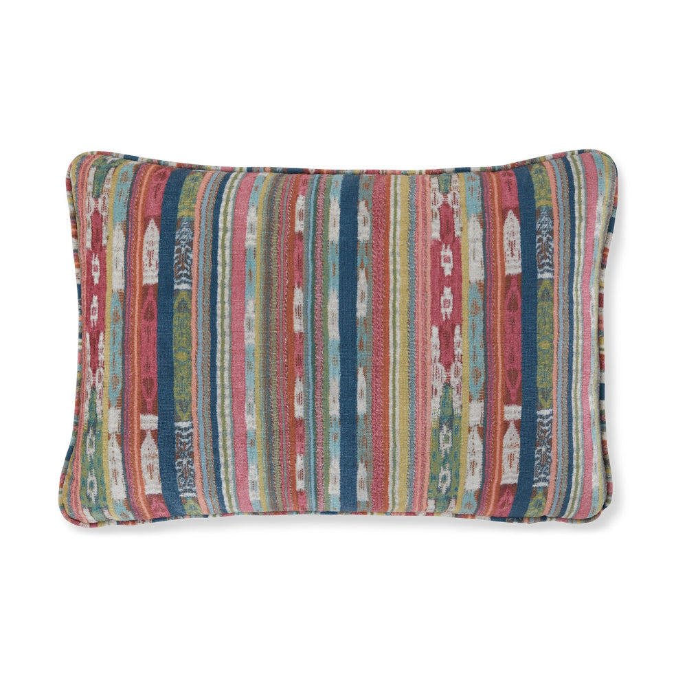 Lumbar Pillow Set of 4 16 x 23 Inch Striped Red Blue White Green Polyester By Casagear Home BM318548