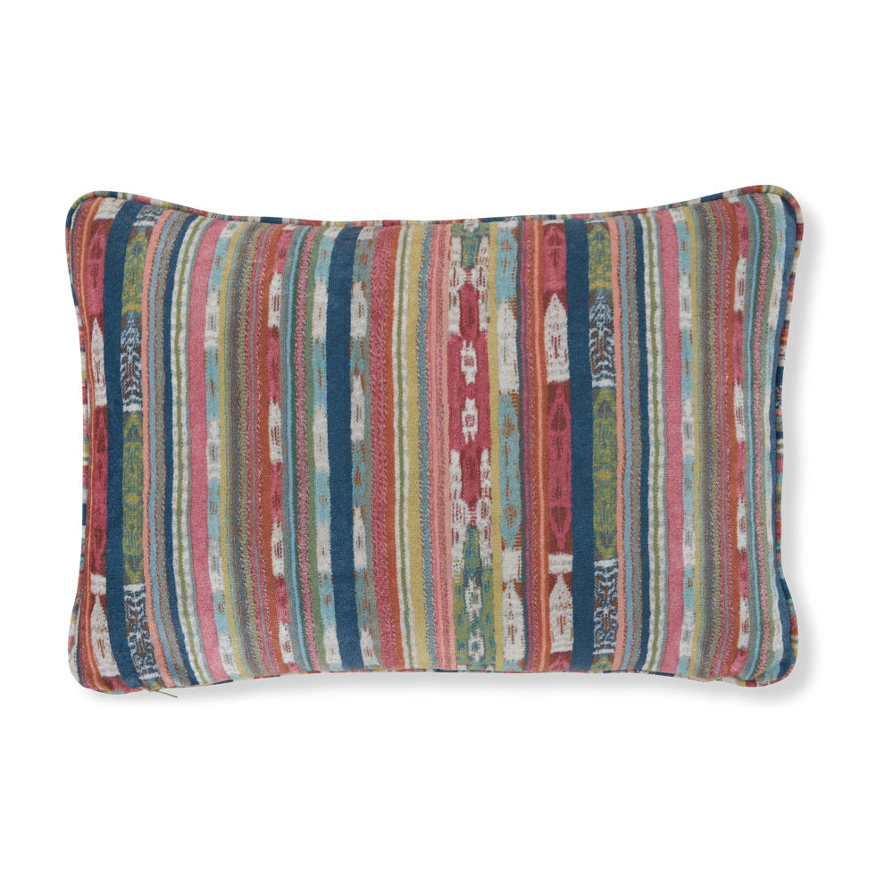 Lumbar Pillow Set of 4 16 x 23 Inch Striped Red Blue White Green Polyester By Casagear Home BM318548