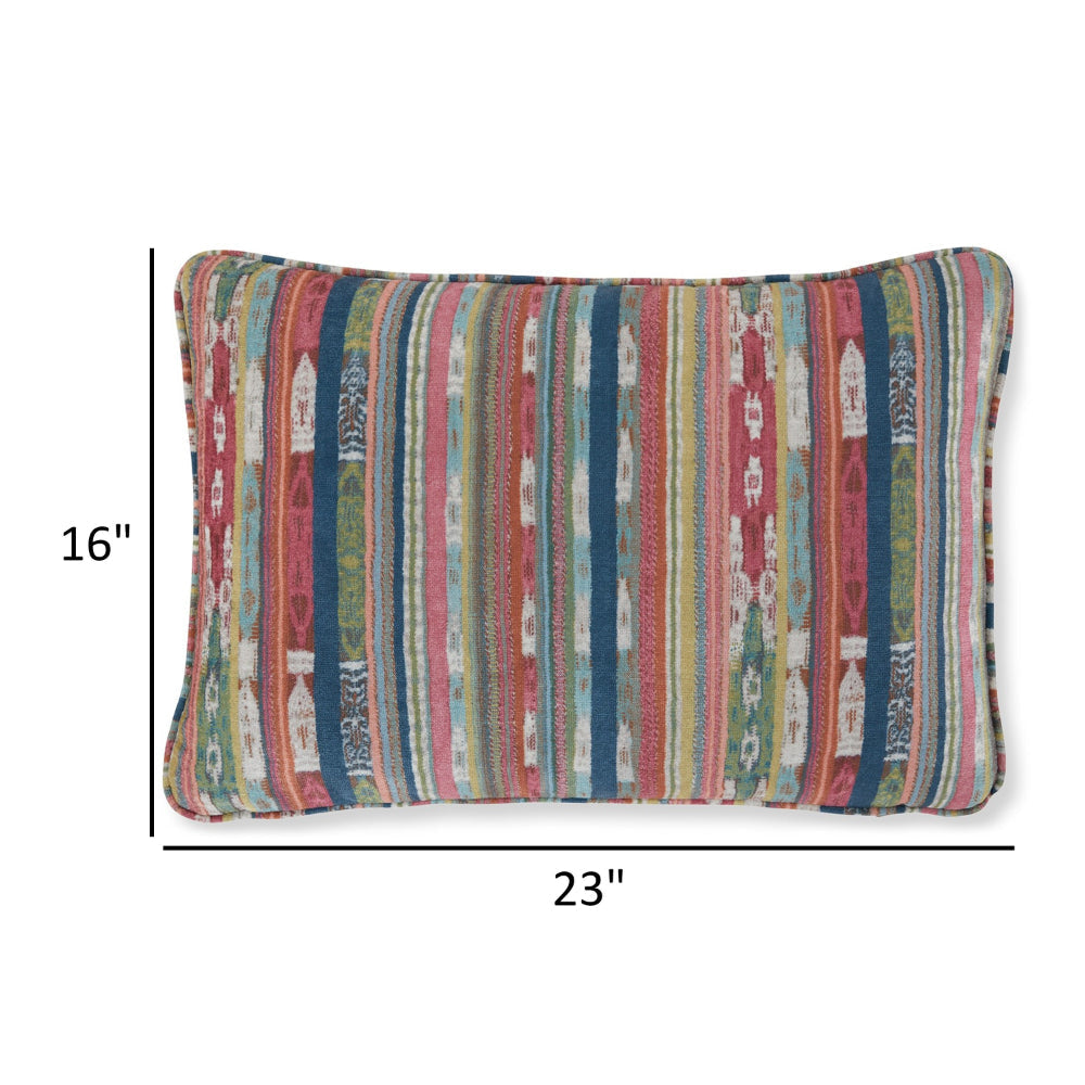 Lumbar Pillow Set of 4 16 x 23 Inch Striped Red Blue White Green Polyester By Casagear Home BM318548