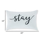 14 x 22 Lumbar Pillow Set of 4 Indoor Outdoor Stay Text White Black By Casagear Home BM318549