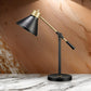 Steven 19 Inch Desk Lamp Adjustable Height and Direction Black Gold Metal By Casagear Home BM318556