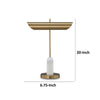 Leon 20 Inch Desk Lamp Round Base USB Port Gold Metal White Marble By Casagear Home BM318557