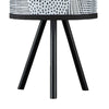 Jimmy 17 Inch Table Lamp Drum Hardback Shade Tripod Metal Black White By Casagear Home BM318559