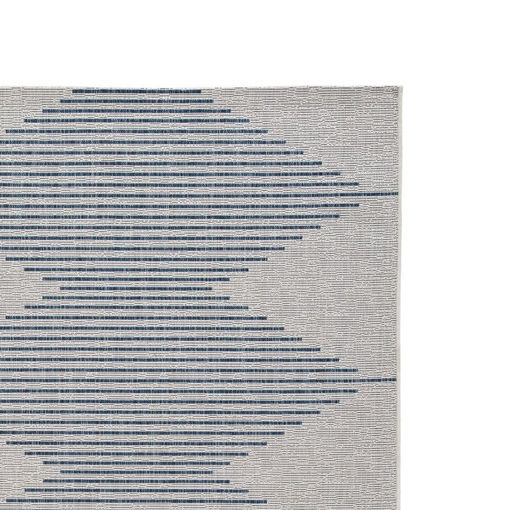 Adena 8 x 10 Area Rug Indoor Outdoor Hand Tufted Geometric White and Blue By Casagear Home BM318565