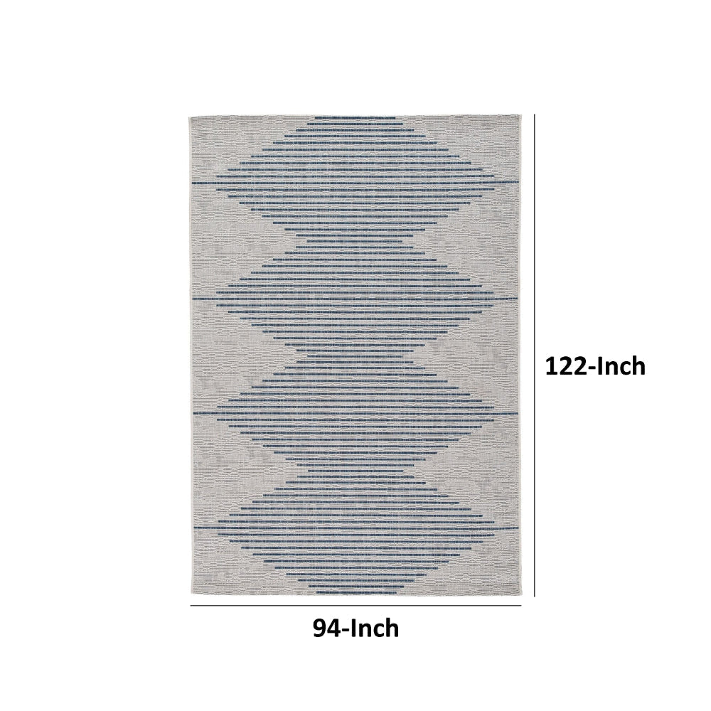 Adena 8 x 10 Area Rug Indoor Outdoor Hand Tufted Geometric White and Blue By Casagear Home BM318565